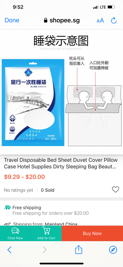 Travel Disposable Bedding شرشف السفر