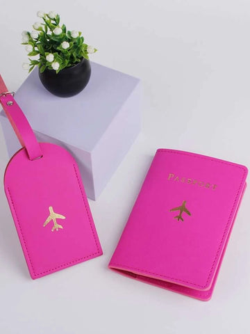 حافظة جواز مع علامة الامتعة Letter Graphic Passport Case With Luggage Tag