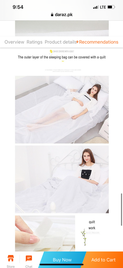 Travel Disposable Bedding شرشف السفر